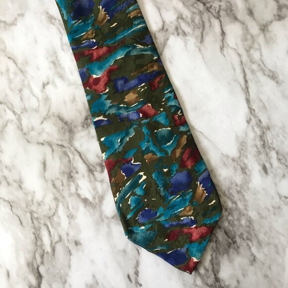 x'Italia Water Color Men's Tie- Colorful- Silk - Picture 1 of 3